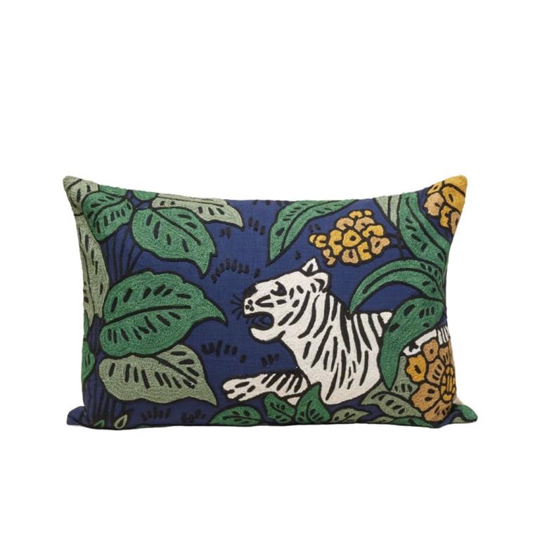 Housse de coussin en coton bleu 40x60 cm