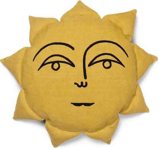 Coussin soleil en laine jaune - Ferm living