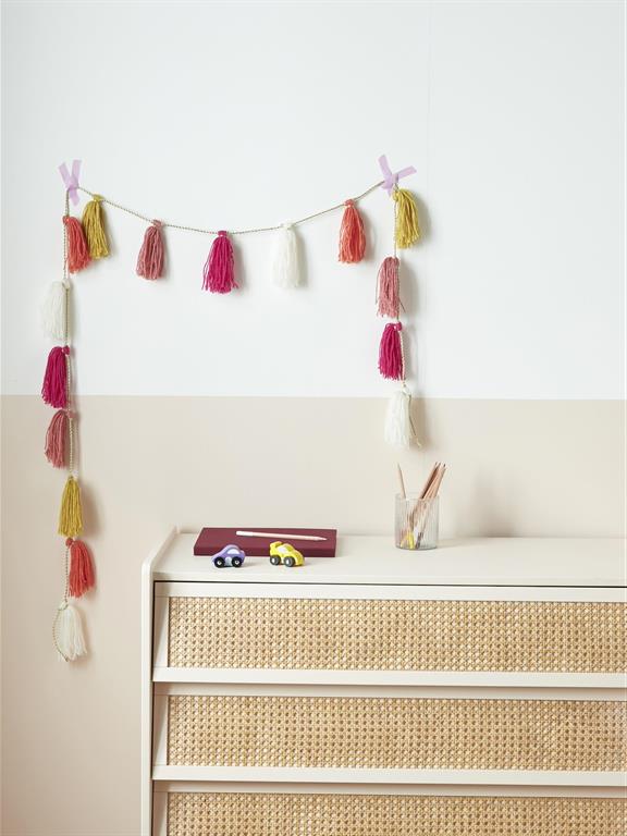 Guirlande pompons en laine multicolore
