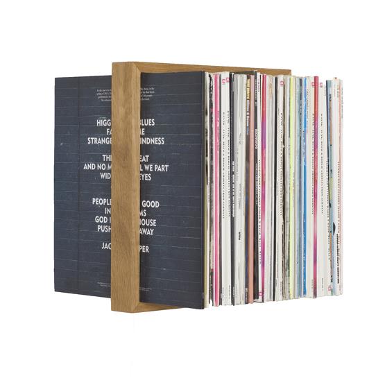 Etagère murale porte-vinyles en chêne 32 x 35 cm b-plate