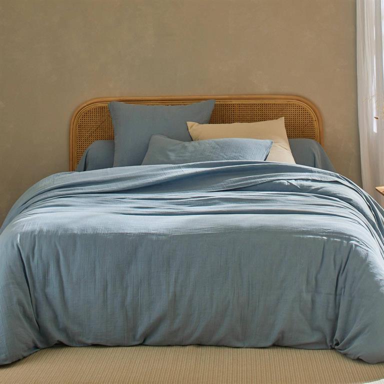 Housse de couette 140x200 bleu glacier en coton