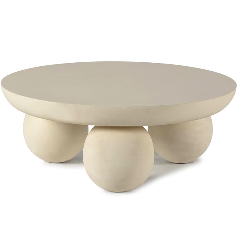 Table basse ronde en bois de manguier beige 90cm
