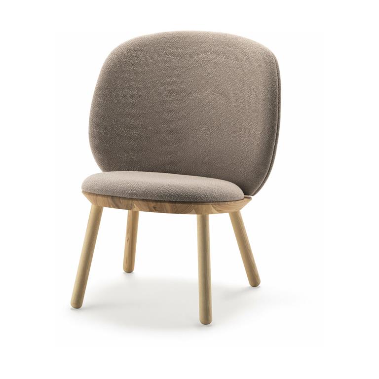 Fauteuil en frêne et tissu beige Naïve - Emko