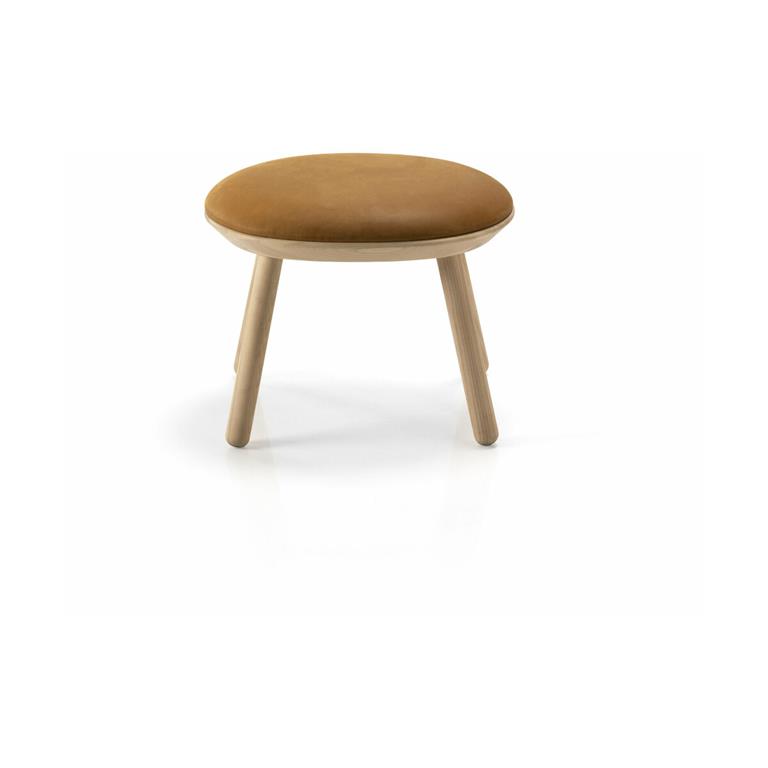 Tabouret en frêne et cuir cognac Naïve - Emko