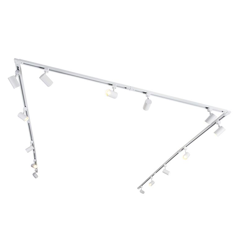 Système rail moderne blanc 14 spots monophasés