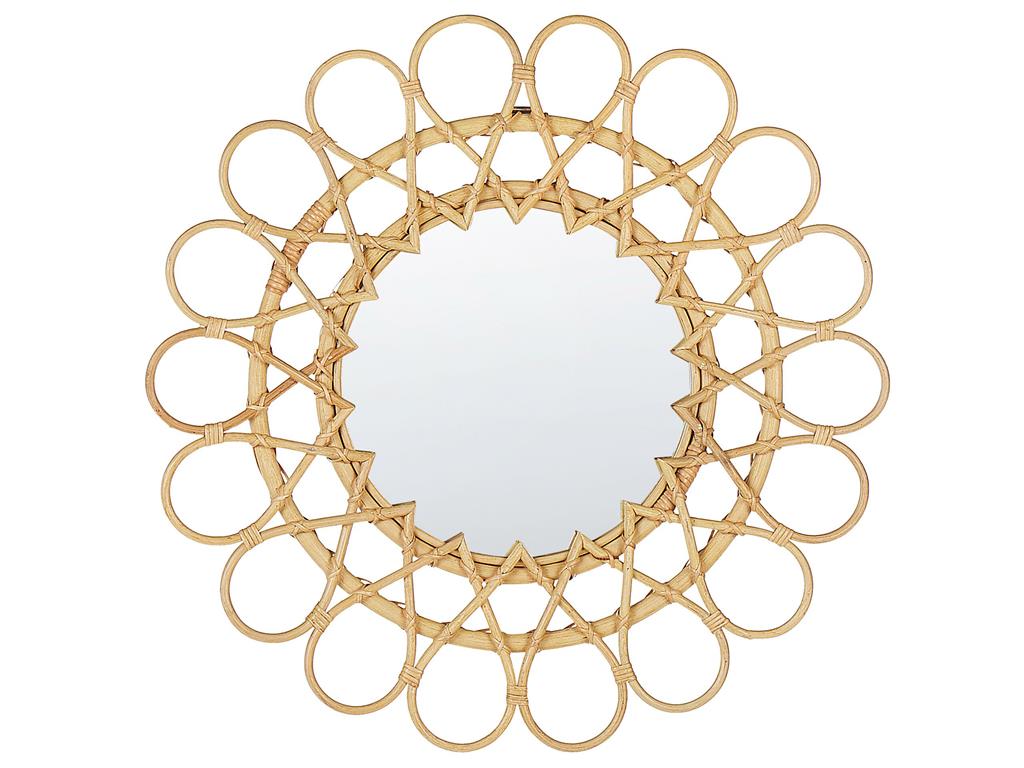 Miroir en rotin naturel 60x60