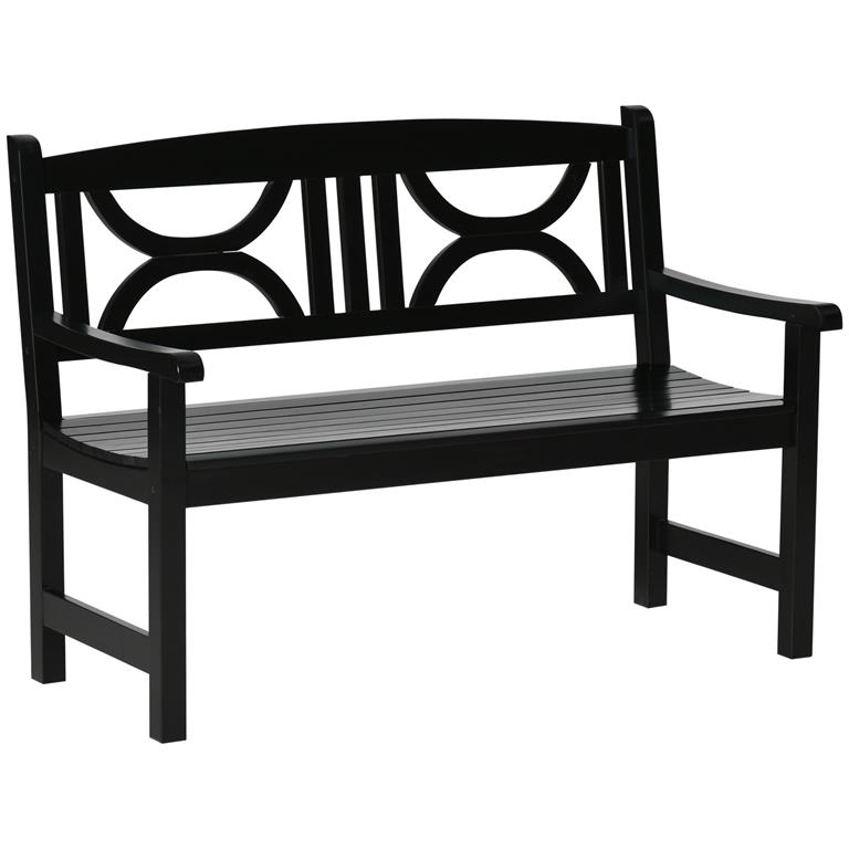 Banc de jardin 2 places style colonial à lattes - bois peuplier noir