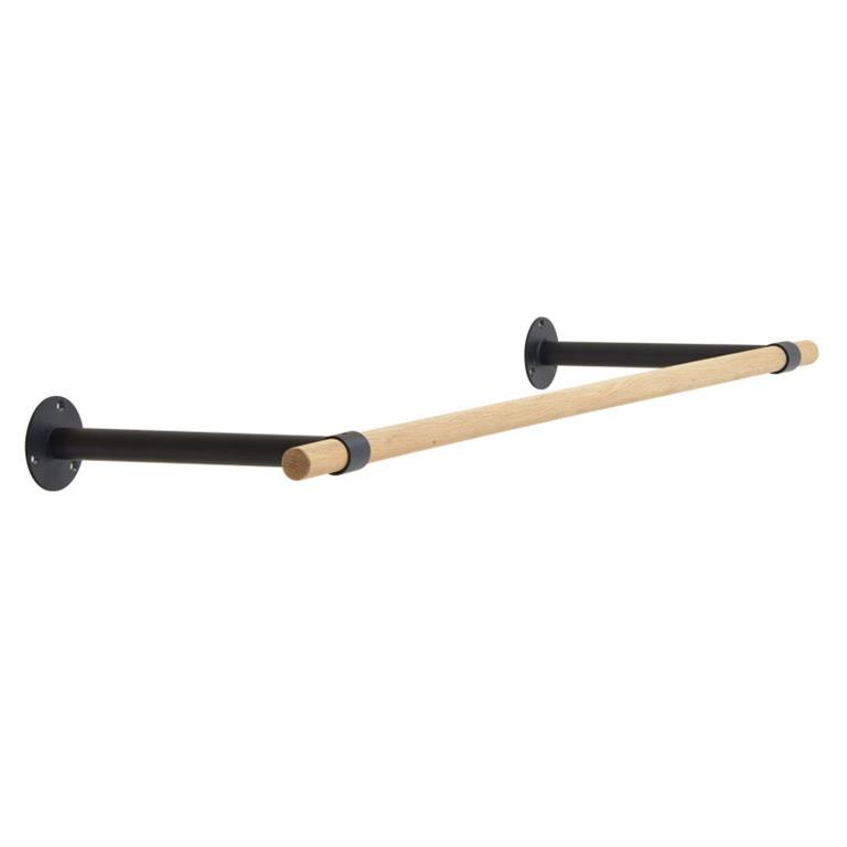 Penderie murale bois et métal L100 cm Noir LOLA