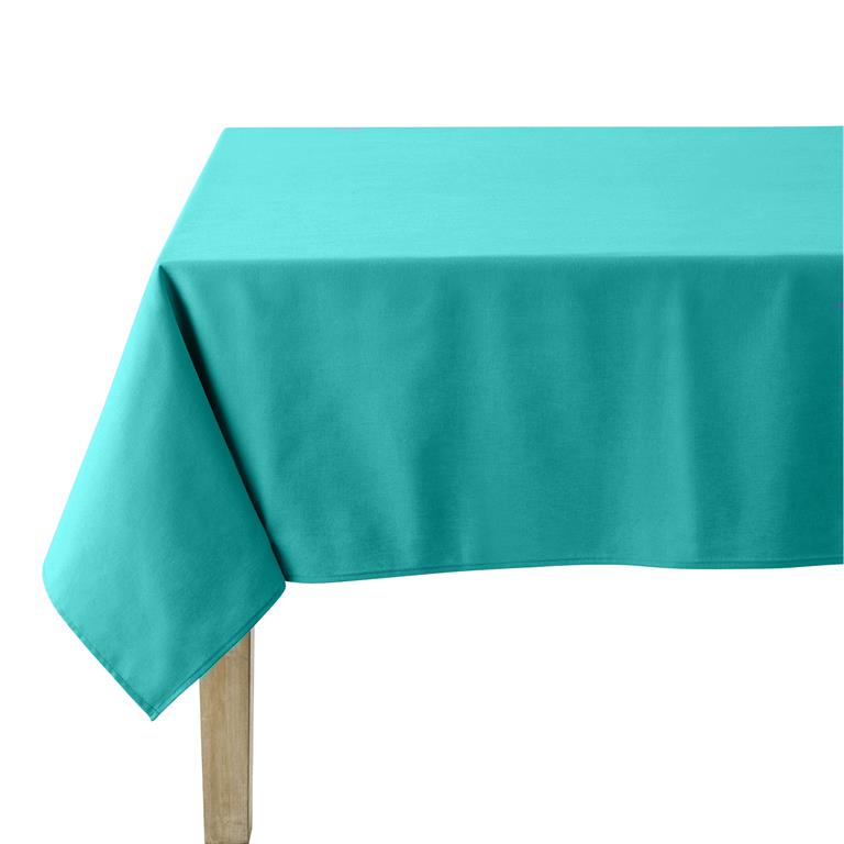 Nappe en coton traitee teflon turquoise 180 x 300