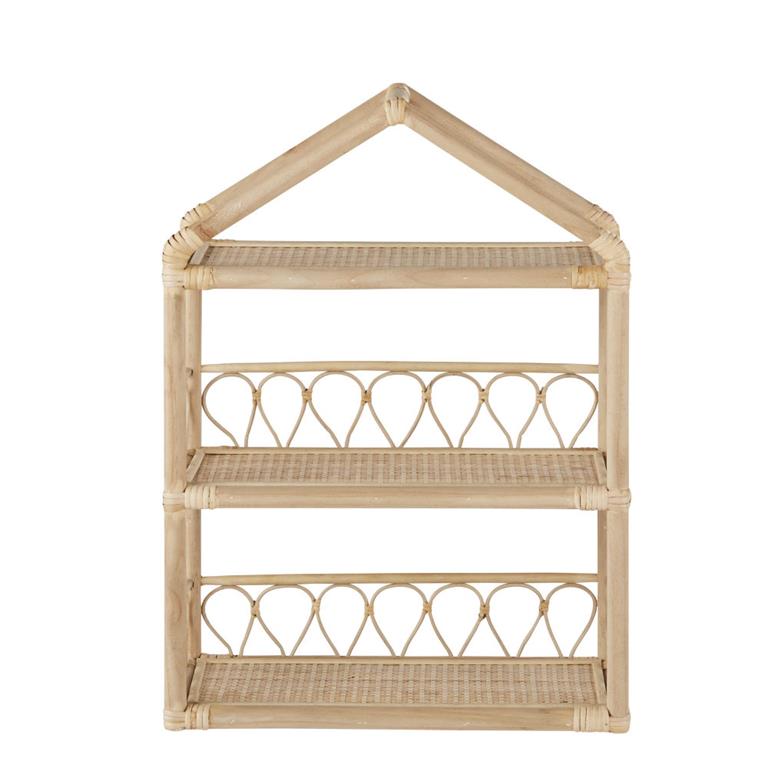 Etagère murale maison cannage en rotin