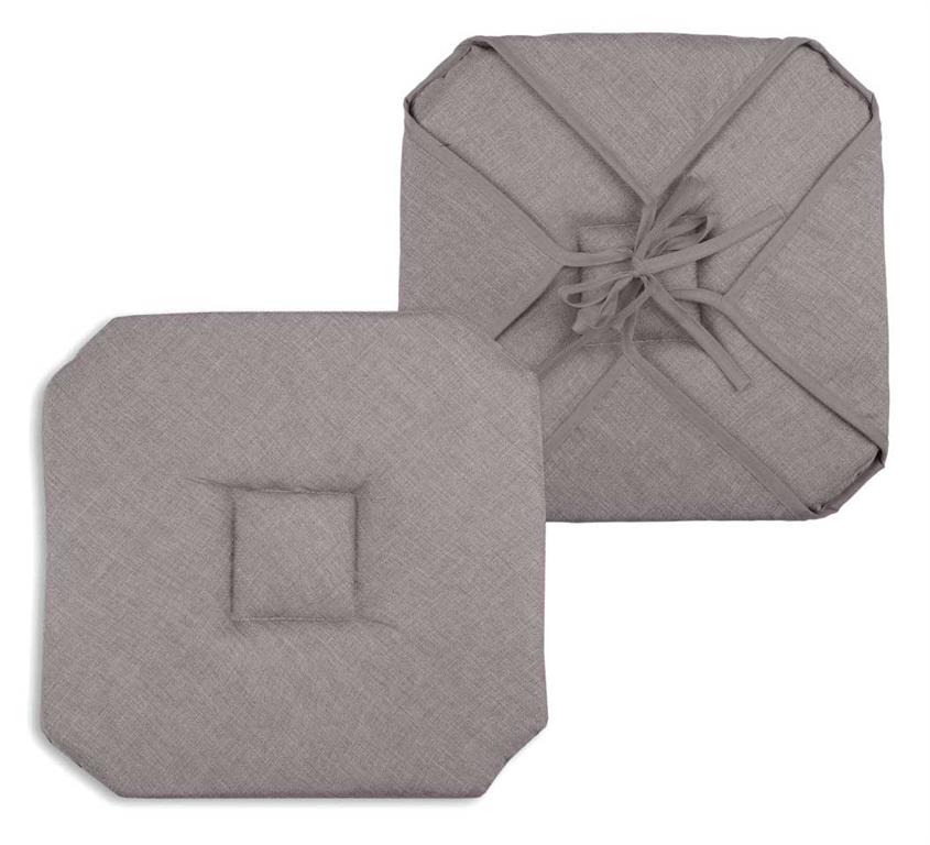 Galette de chaise italienne et unie polyester taupe 40x40 cm
