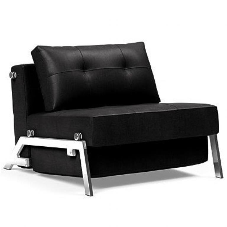 INNOVATION LIVING  Fauteuil design SOFABED CUBED 02 CHROME Faunal Black convertible lit 200x90 cm