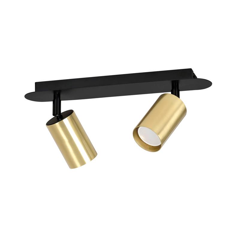Sport de plafond  avec 2 lumières dorés orientables et structure noire