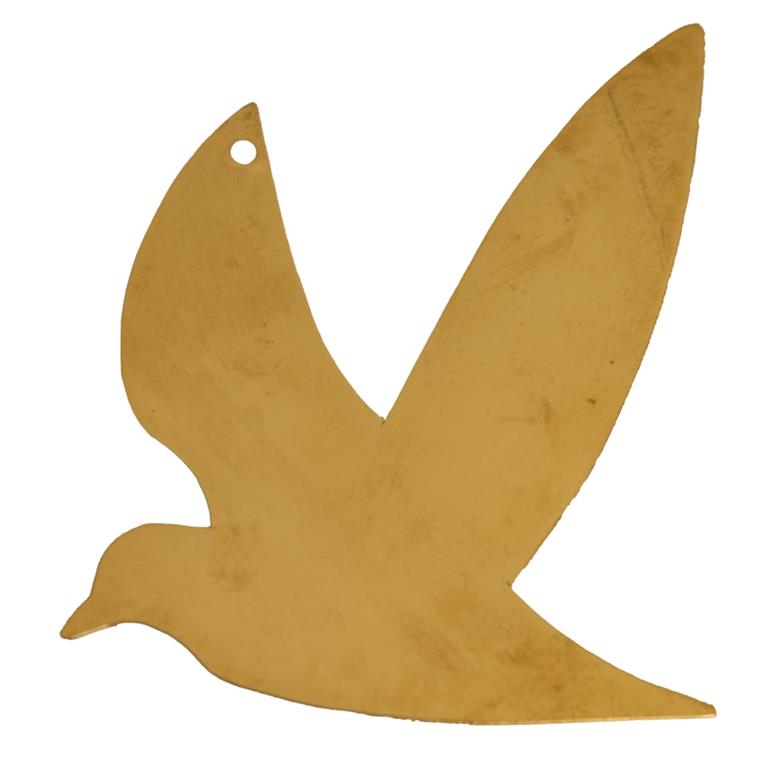 Déco murale colombe en laiton métal doré 8x10 cm