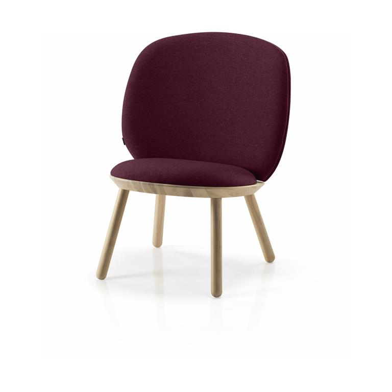 Fauteuil en frêne et tissu bordeaux Naïve - Emko