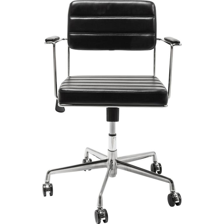 Chaise de bureau réglable à roulettes noire et acier chromé