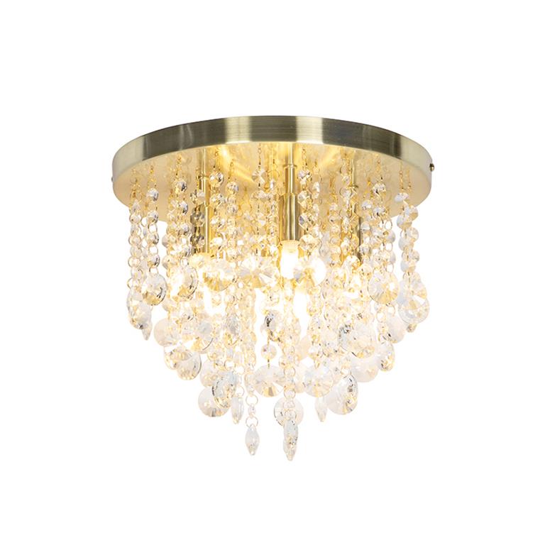 Plafonnier en verre doré/laiton