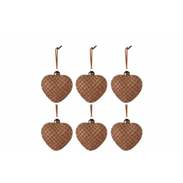 Boite de 6boules de Noël en verre marron 9