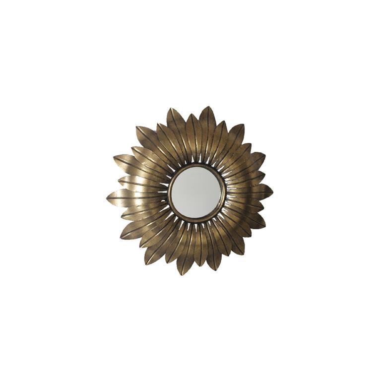 Miroir soleil métal doré 43