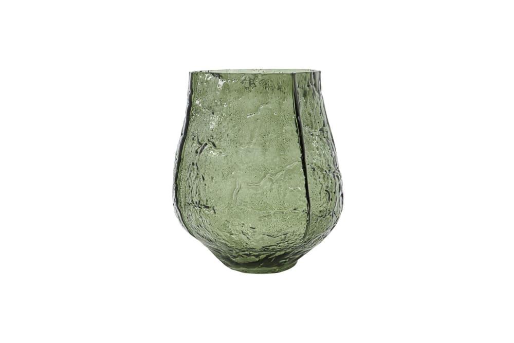 Vase en verre vert foncé H22
