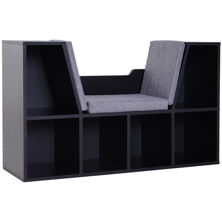 Bibliothèque banc 2 en 1 - 6 casiers coussins inclus
