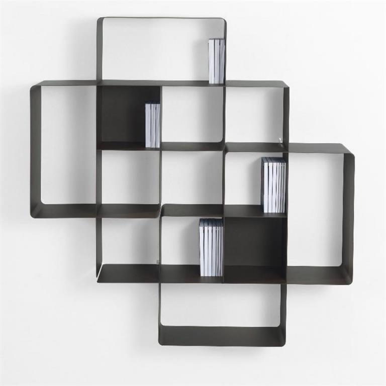 Bibliothèque MONDRIAN en acier 2 compositions coloris gris ardoise