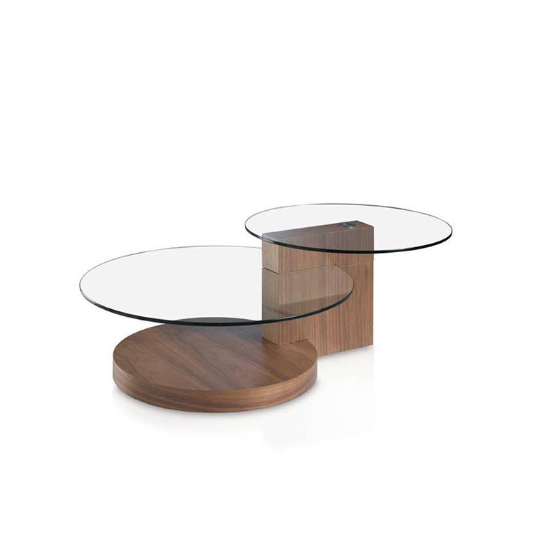 Table basse effet bois noyer et verre