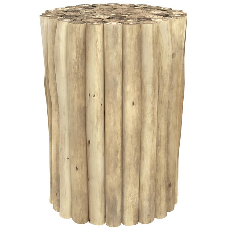 Table d'appoint de jardin ronde  en rondins de teck D30 cm