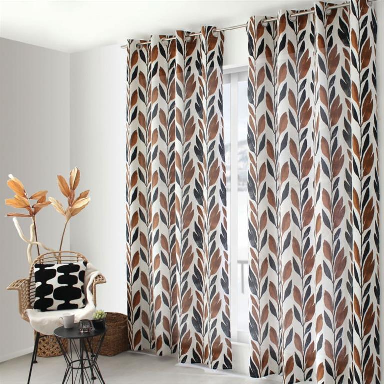 Rideau à œillets motifs feuilles 140x240cm