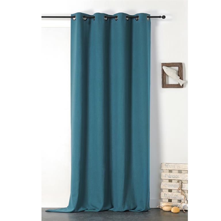 Rideau en 100% lin libeccio bleu 135x255 cm