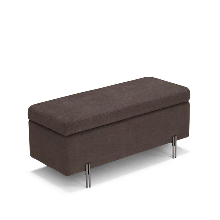 Banquette de rangement matelassée en tissu chenille marron 110x45 cm