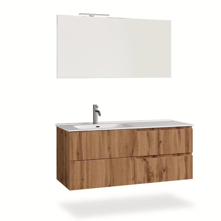Meuble de baignoire gauche 4 pièces en MDF chêne