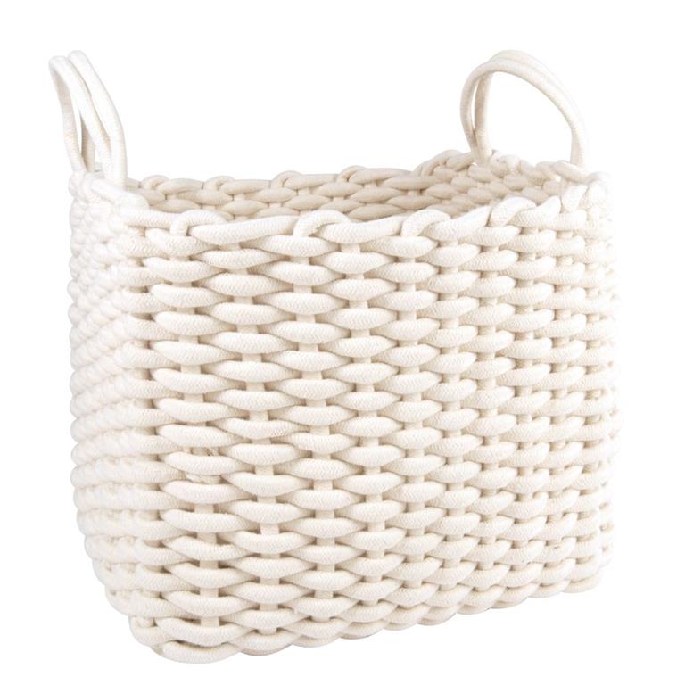 Panier rectangulaire en coton recyclé blanc
