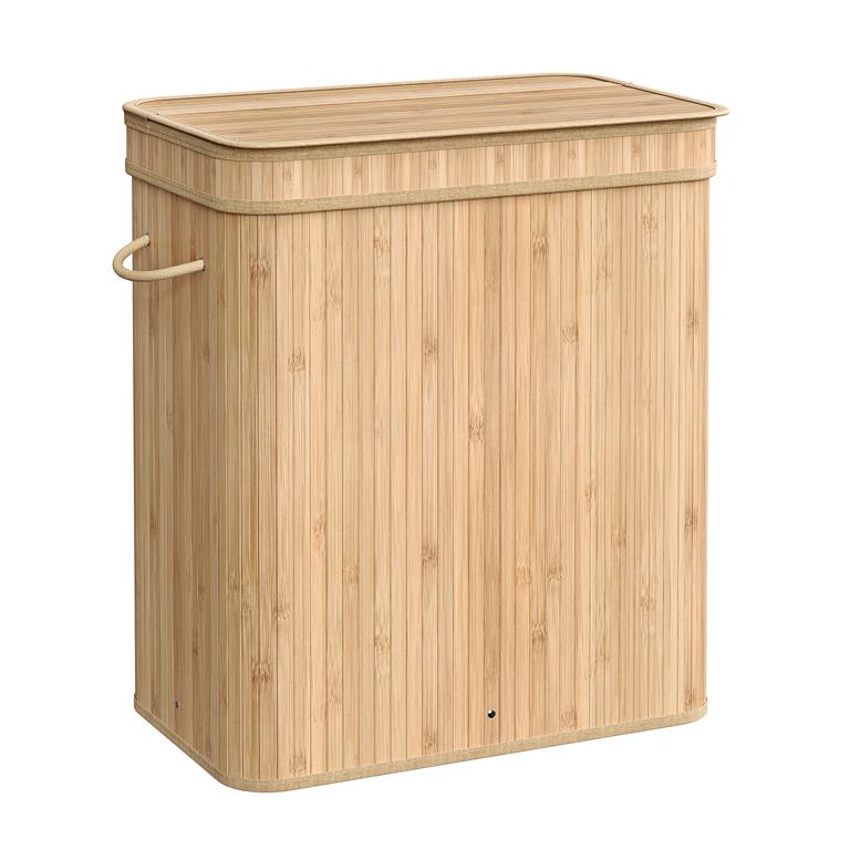 Panier à linge 100L bambou couleur boisée