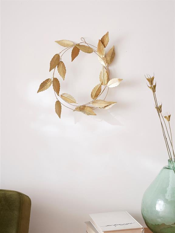 Couronne de feuilles métal doré