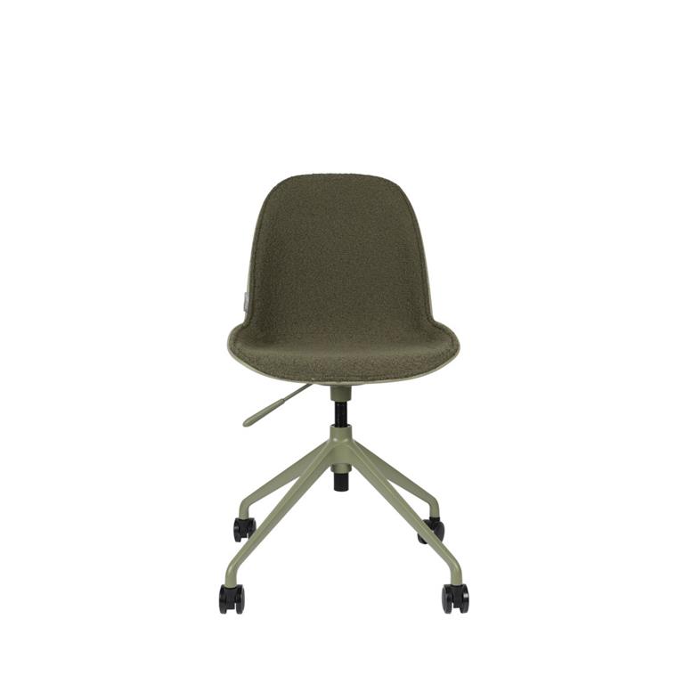 Chaise de bureau en tissu bouclette pivotante à roulettes - Vert