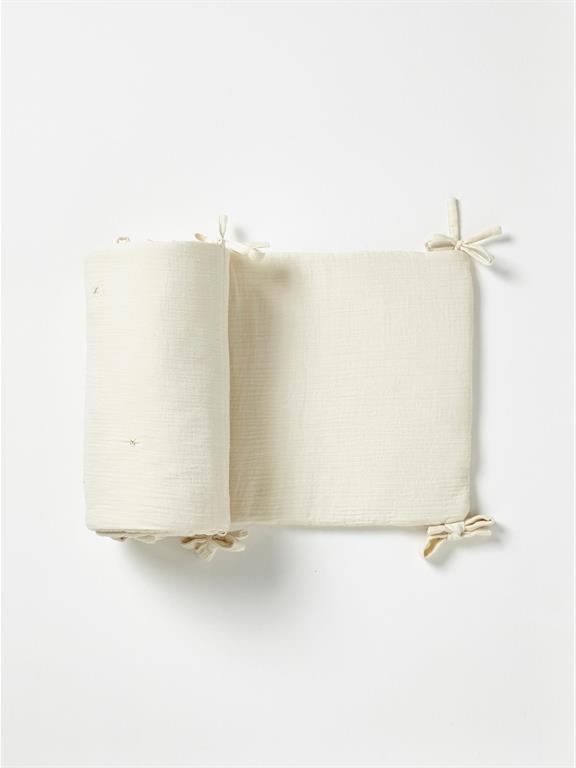 Tour de lit gaze de coton gaufré ivoire/étoiles