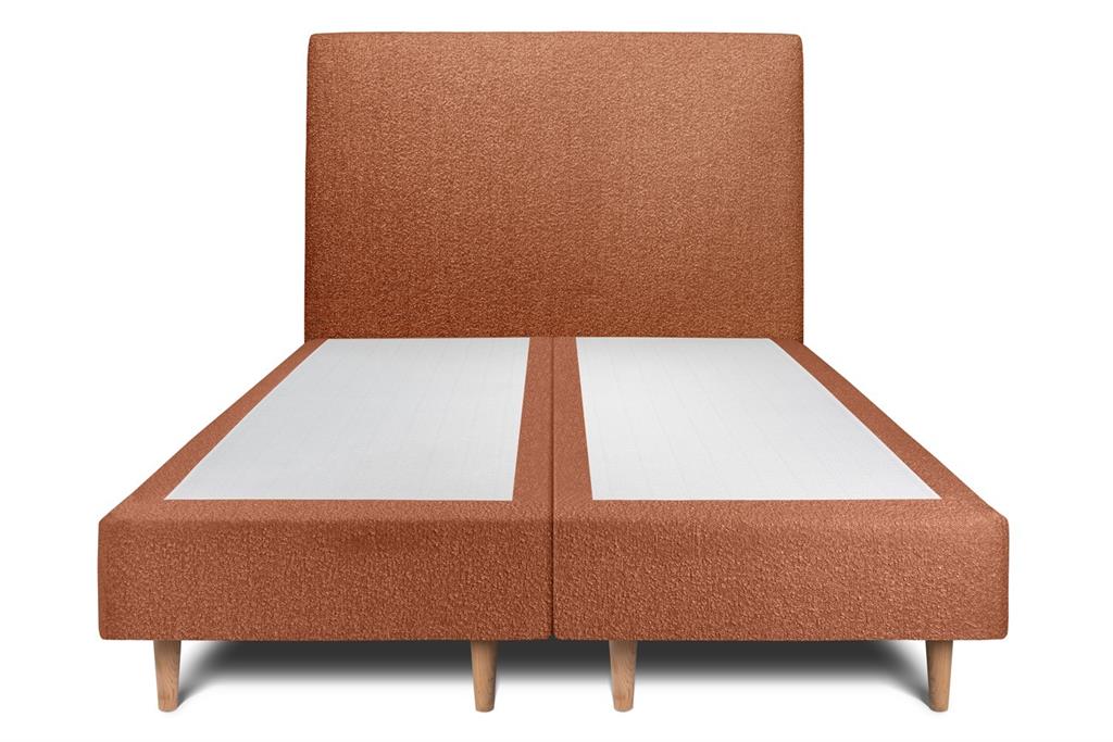 Lit avec tête de lit bouclette et sommier tapissier  Terracotta 2x90x2