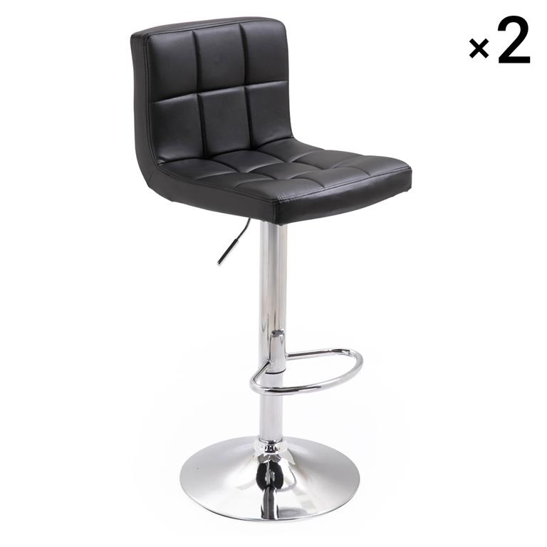 Lot de 2 tabourets de bar en simili cuir noir