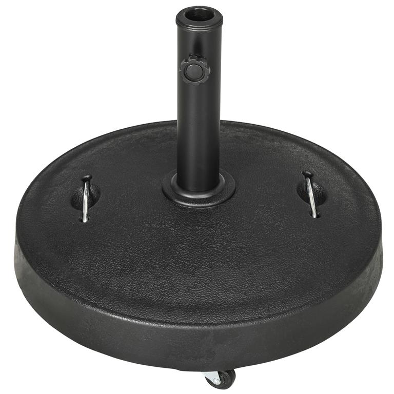 Pied de parasol rond poids net 24 Kg résine surface granuleuse noir