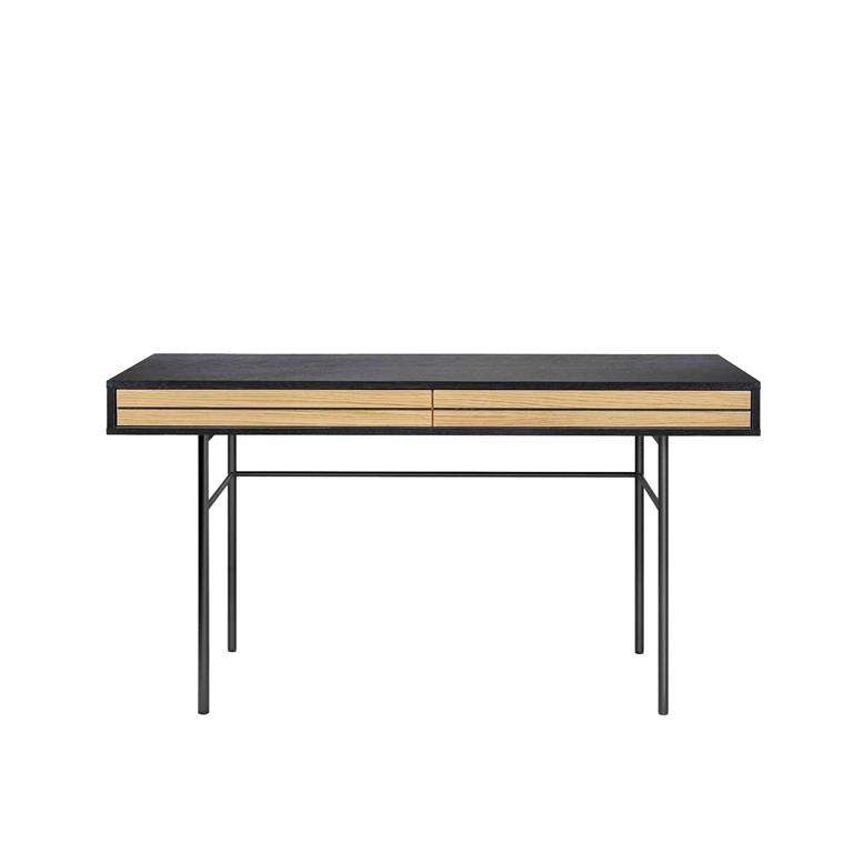Bureau à tiroirs effet bois et pieds en métal
