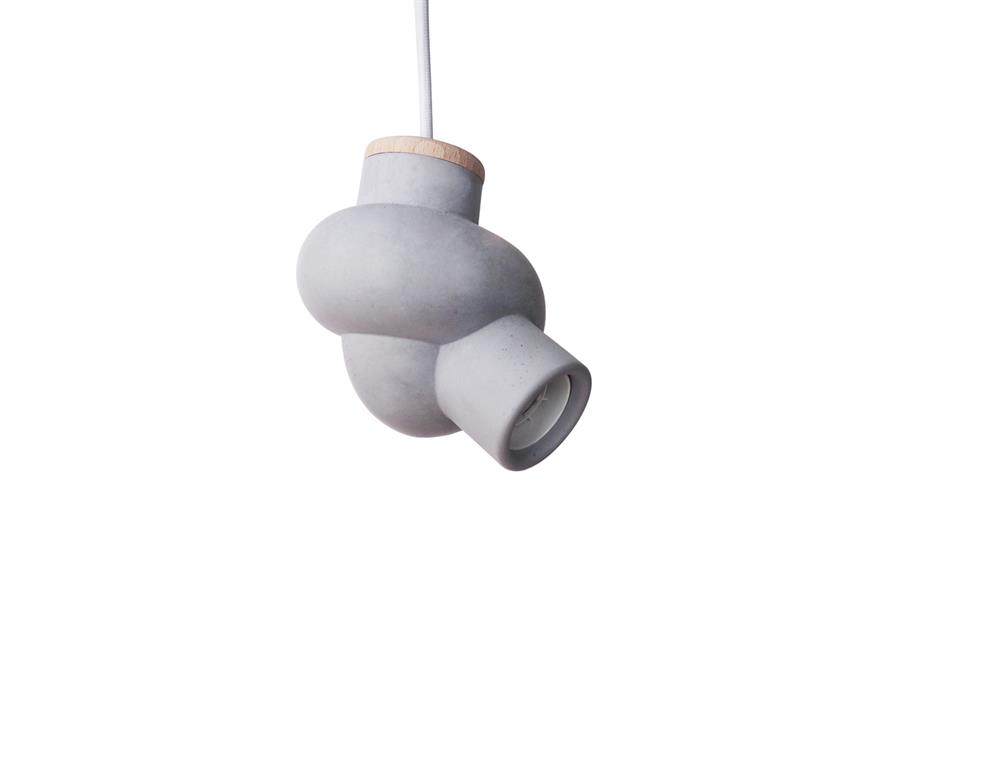 Lampe à suspendre en béton et bois cordon blanc