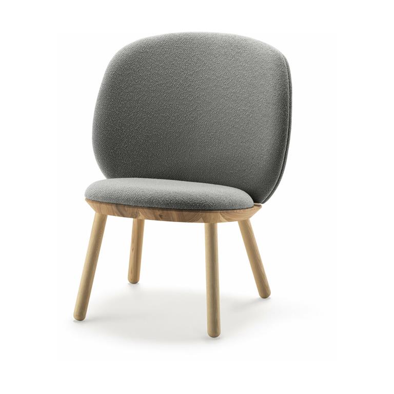 Fauteuil en frêne et tissu gris Naïve - Emko