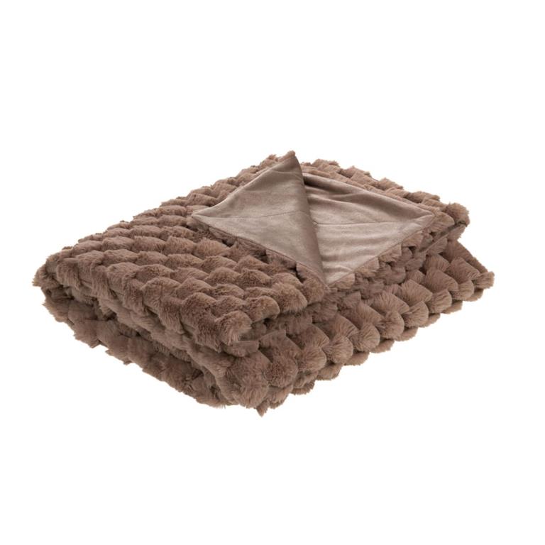 Plaid   taupe 130x170 cm marron en polyester