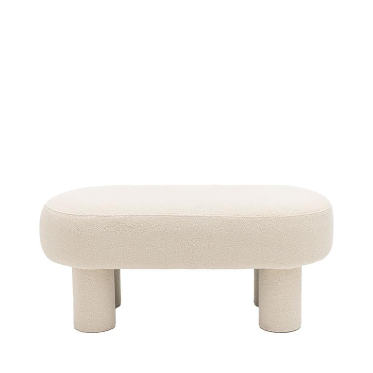 Banc arrondi en tissu bouclette L105cm - Crème