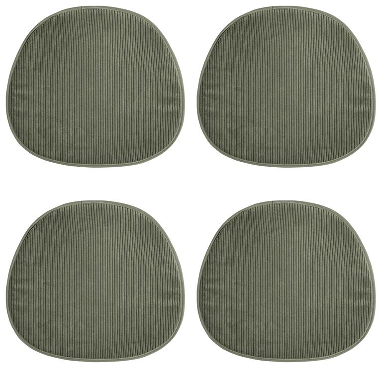 Galettes de chaise velours  vertes -lot de 4-41x38x1