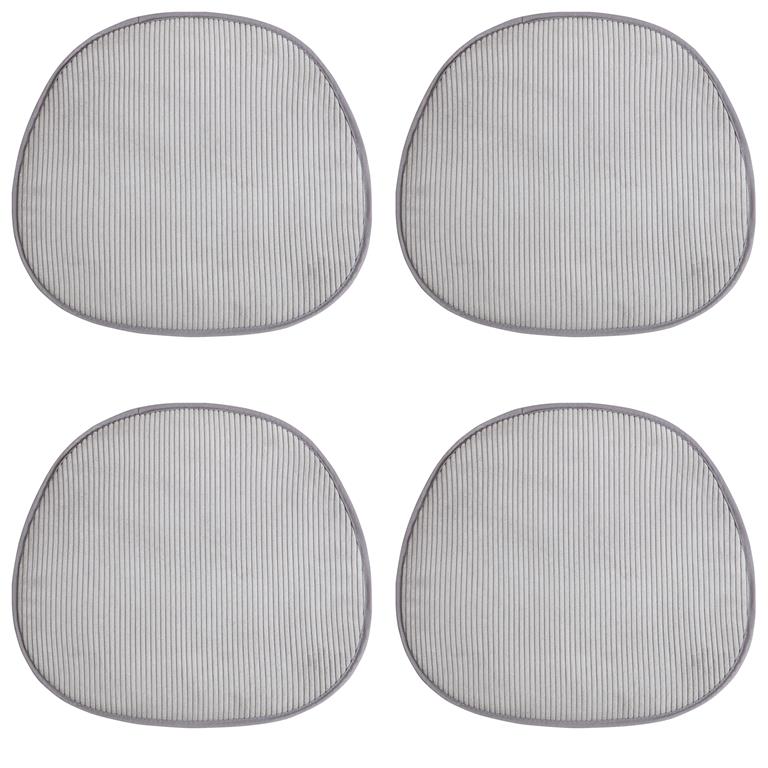 Galettes de chaise velours  grises-lot de 4-41x38x1