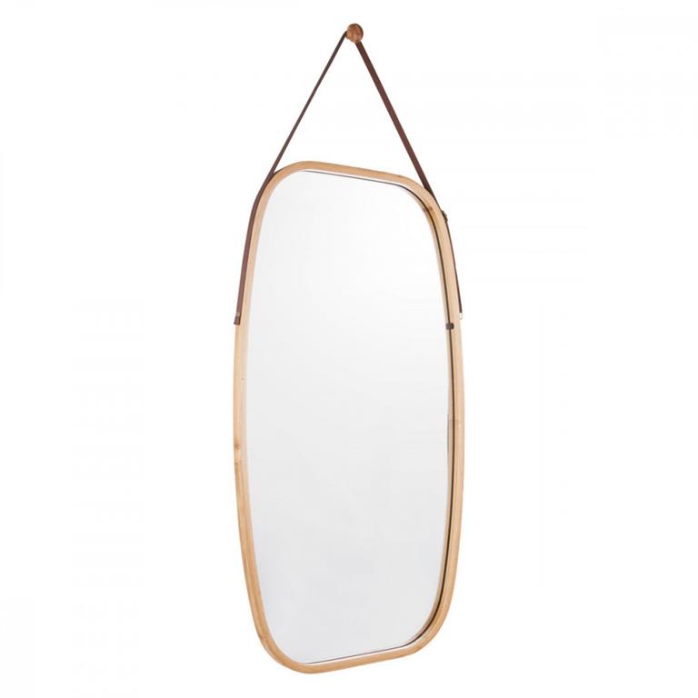 Miroir à suspendre en verre et bambou naturel 74x43cm