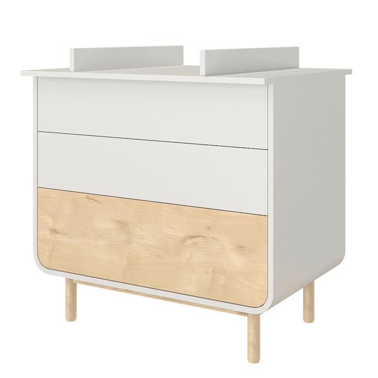 Commode à langer 3 tiroirs blanc et bois