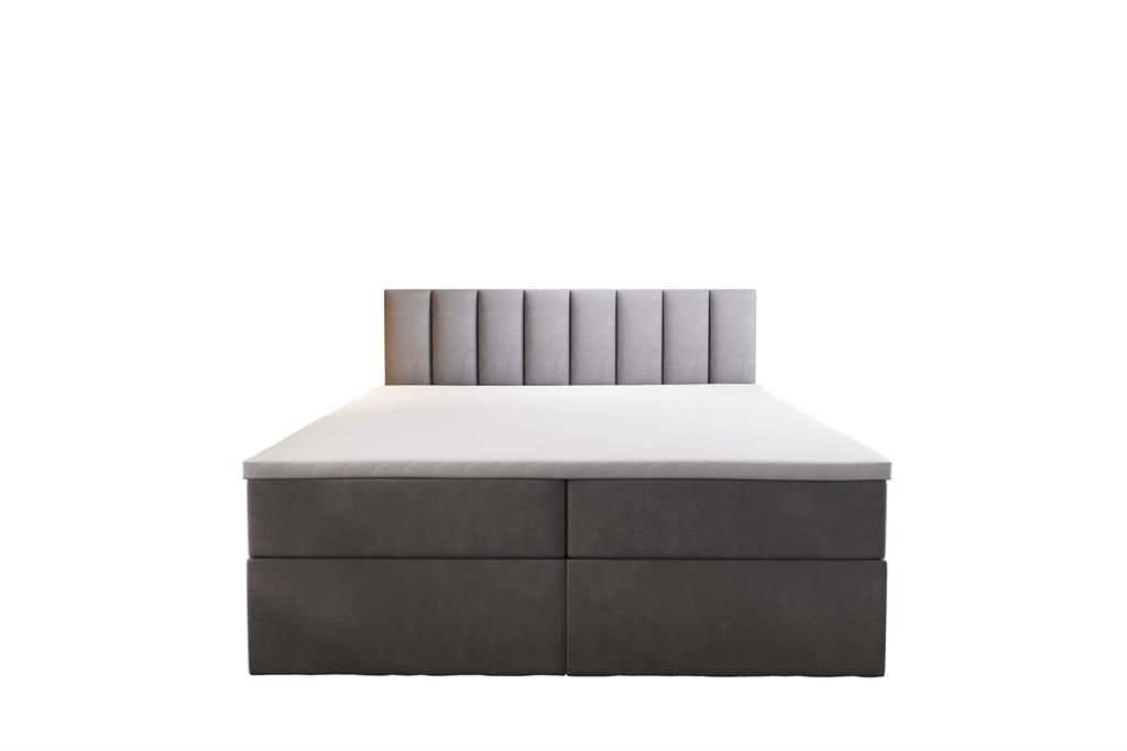 Ensemble sommier et matelas en velours gris 180x200